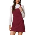 thumbnail image 1 of INSPIRE CHIC Women's Overall Dress Adjustable Strap A-Line Invisible Side Zipper Casual Suspender Dress M Wine Red, 1 of 6