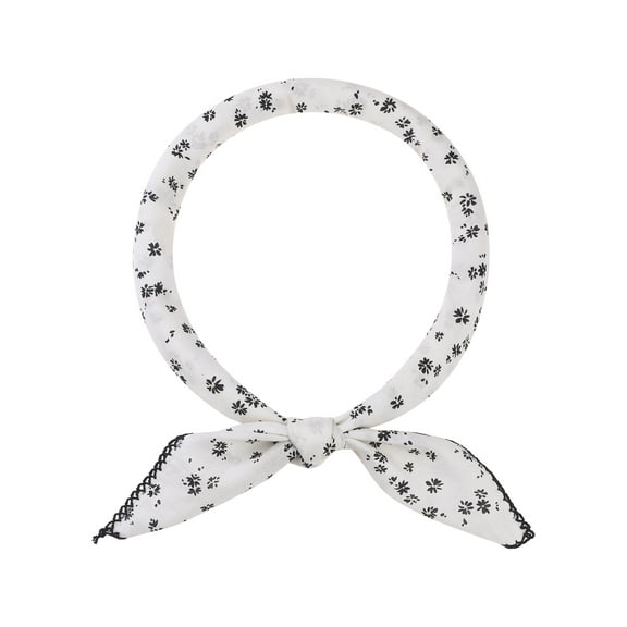 INSPIRE CHIC Women's Floral Printed 100% Cotton Scarves, Flowers Lace Trim Square Headscarf Neckerchief 26.8"x26.8" Flower-3-Beige