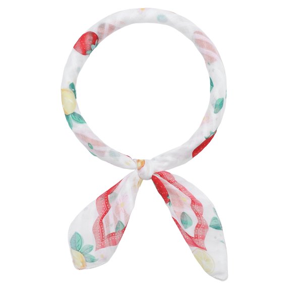 INSPIRE CHIC Women's Floral Printed Cotton Blended Scarves, 21.7" Small Square Flowers Headscarf Neckerchief Lemon Strawberry