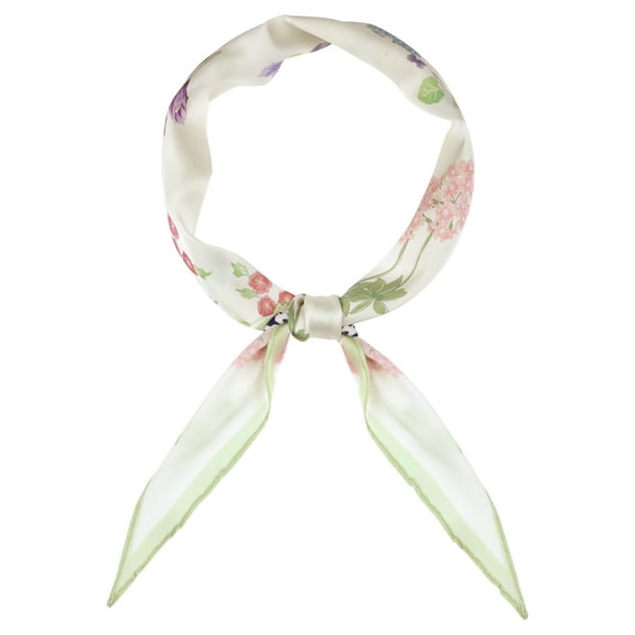 INSPIRE CHIC Women's Floral Printed Satin Scarf, Flowers Long Silky Hairband Headscarf Neck Scarves Neckerchief 41.3x10.2" Light Green Flower