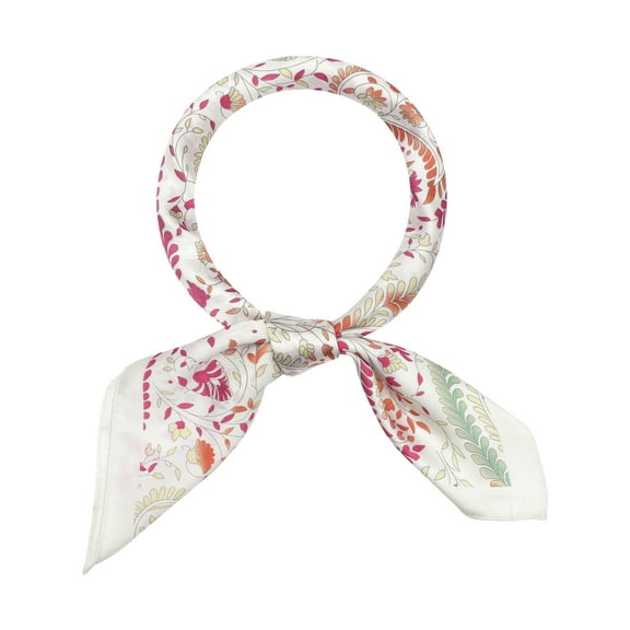 INSPIRE CHIC Women's Floral Printed Satin Square Scarf, Flowers Silky Hairband Headscarf Neck Scarves Neckerchief 27.6"x27.6" Style-13