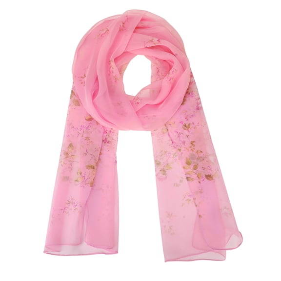INSPIRE CHIC Women's Floral Scarves Head Scarf  - 62" X19.7" - Print Square Kerchief Neckerchief  for Gift Party Banquet One Size Pink