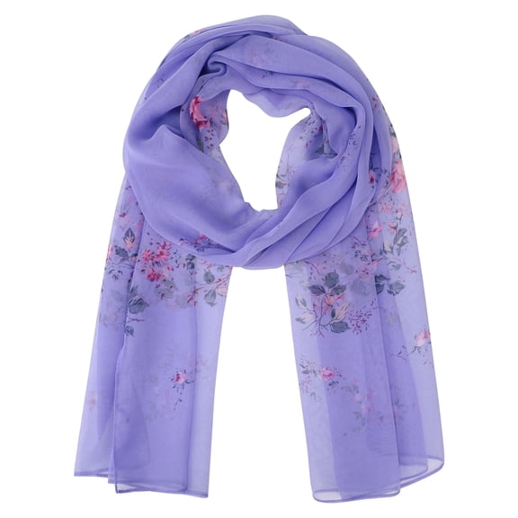 INSPIRE CHIC Women's Floral Scarves Head Scarf  - 62" X19.7" - Print Square Kerchief Neckerchief  for Gift Party Banquet One Size Purple