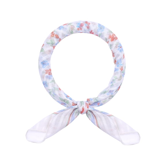 INSPIRE CHIC Women's Floral Stripes Printed Square Scarves, Flowers Cotton Blended Gauze Headscarf Neckerchief Red Green Blue 58x58cm