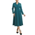 thumbnail image 1 of INSPIRE CHIC Women's Formal Blazer Dresses Lapel Collar V Neck Long Sleeve A-Line Work Dress S Blue Green, 1 of 5