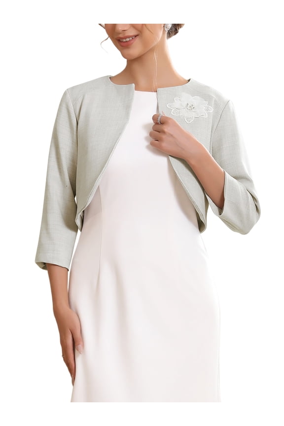Women's Formal Bolero for Evening Dresses Half Sleeves Open Front Cocktail Shrugs XL Light Grey