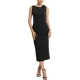 thumbnail image 1 of INSPIRE CHIC Women's Formal Dress Crewneck Sleeveless Ruched Cocktail Midi Evening Dresses S Black, 1 of 5