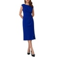 thumbnail image 1 of INSPIRE CHIC Women's Formal Sheath Dress Ruched Boat Neck Cap Sleeve Elegant Work Office Dresses S Royal Blue, 1 of 6