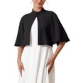 thumbnail image 1 of INSPIRE CHIC Women's Formal Shrug Crewneck Split Short Sleeve Evening Cocktail Cape Blazer S Black, 1 of 4