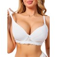 thumbnail image 1 of INSPIRE CHIC Women's French Plunge Lace Push Up Underwire Anti-Sagging Bra Fixed Cup Adjustable Straps Lingerie B 40 White, 1 of 3