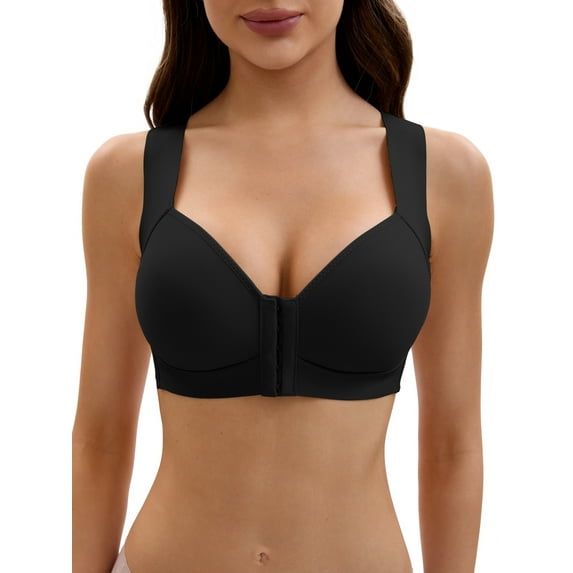INSPIRE CHIC Women's Front Closure Push Up Wirefree Wide Straps U Back Tank Bras D 46 Black