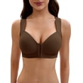 thumbnail image 1 of INSPIRE CHIC Women's Bras Front Closure Push Up Wirefree Wide Straps U Back Tank D 50 Brown, 1 of 4