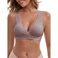 thumbnail image 1 of INSPIRE CHIC Women's Bras Front Closure Wireless Postpartum Breastfeeding Lingerie V-Neck Push Up Ribbed Nursing 3XL Purple, 1 of 5