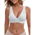 thumbnail image 1 of INSPIRE CHIC Women's Bras Front Closure Wireless Postpartum Breastfeeding Lingerie V-Neck Push Up Ribbed Nursing XL Gray, 1 of 5