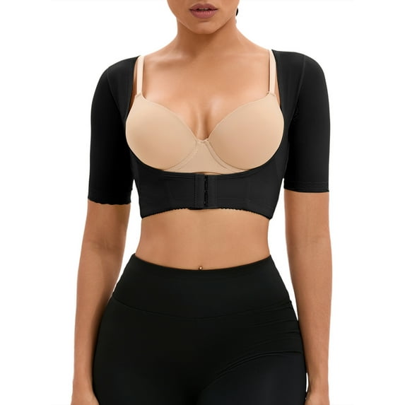 INSPIRE CHIC Women's Front Hook Closure Bust Shaperwear Vest Compression Sleeves Slimming Tops M Black