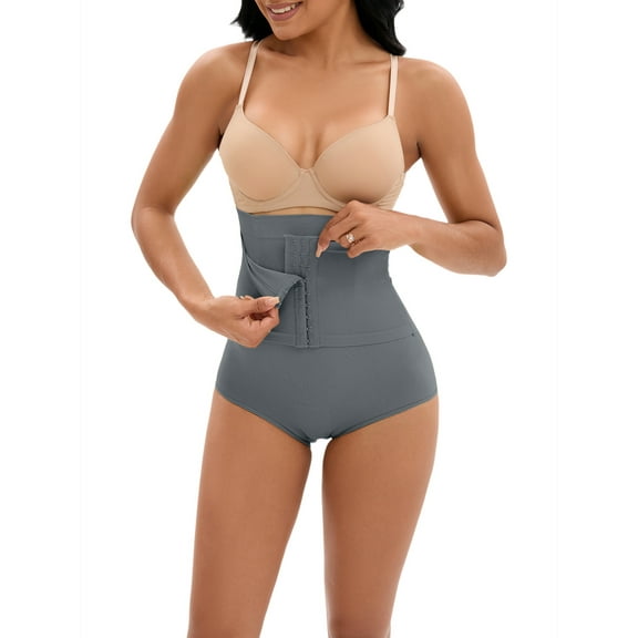 INSPIRE CHIC Women's Front Hook Closure Tummy Control Briefs Panties High Waist Butt Lifter Shaperwear M Blue