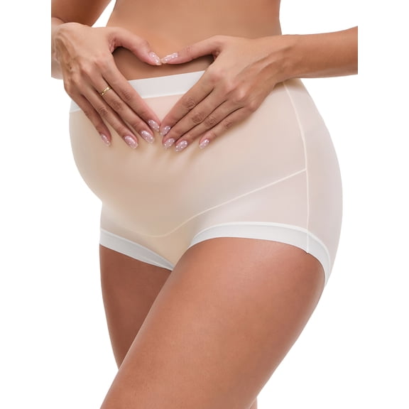 INSPIRE CHIC Women's Full Coverage Maternity Underwear Plus Size High Waisted Ice Silk Invisible Breathable Panties XXL Light Pink