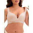 thumbnail image 1 of CURVY GLAM Women's Full Coverage Push Up Wirefree Support Bra, Available in Plus Size E 40 Beige, 1 of 4