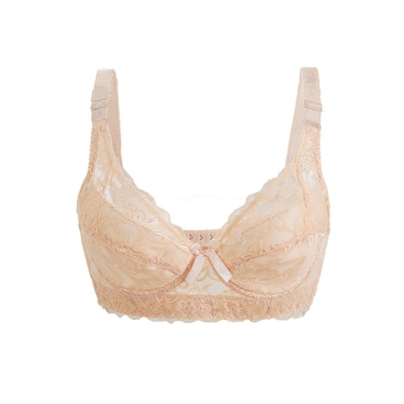 INSPIRE CHIC Women Full Cup Bras Breathable Comfort Floral Lace Full Coverage Non Padded Underwired Bra 40/90 Fit 38B/C Beige