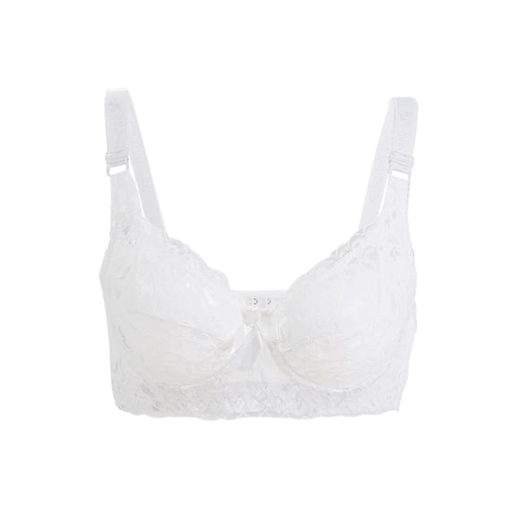 INSPIRE CHIC Women Full Cup Bras Breathable Comfort Floral Lace Full Coverage Non Padded Underwired Bra 40/90 Fit 38B/C White