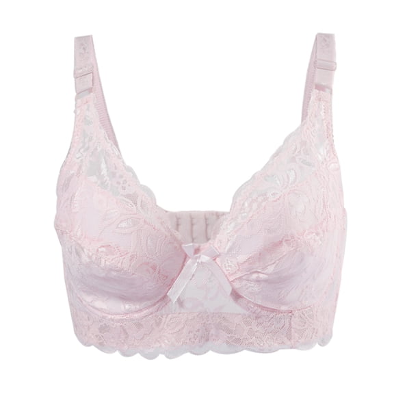 INSPIRE CHIC Women Full Cup Bras Breathable Comfort Floral Lace Full Coverage Non Padded Underwired Bra 46/105 Fit 44B/C Light Pink