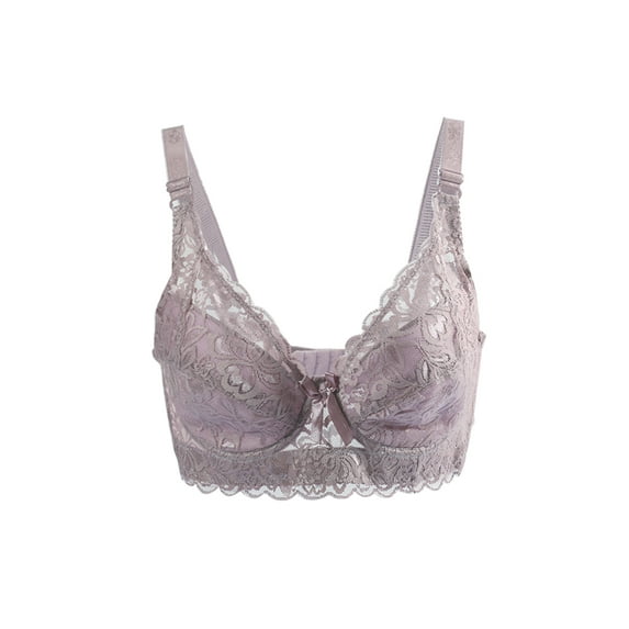 INSPIRE CHIC Women Full Cup Bras Breathable Comfort Floral Lace Full Coverage Non Padded Underwired Bra 46/105 Fit 44B/C Plum