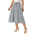 thumbnail image 1 of INSPIRE CHIC Women's Gingham Skirt Summer Casual Drawstring Waist Tiered Plaid A-Line Midi Skirts Black S, 1 of 6