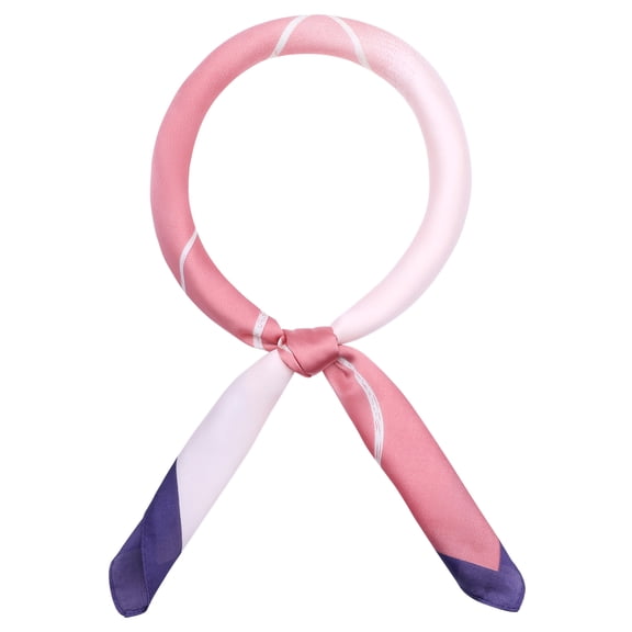 INSPIRE CHIC Women's Gradient Printed Satin Square Scarves, Simple Lines Silky Hairband Headscarf Neckerchief 27.6x27.6" Pink