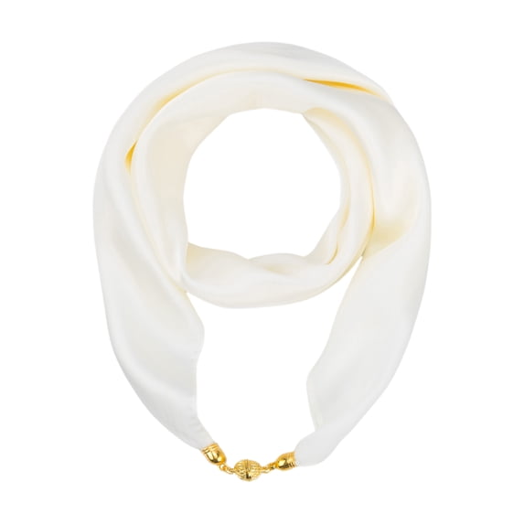 INSPIRE CHIC Women's Halloween 1950s Polka Dots Chiffon Square Scarf, Retro Lightweight Soft Sheer Scarf with Magnetic Buckle 27.6x27.6" Cream White