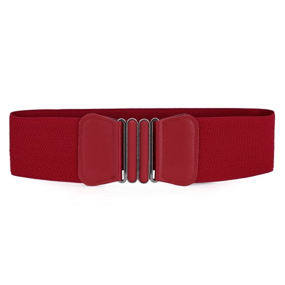 INSPIRE CHIC Women's Halloween Bowknot Shaped Interlocking Buckle Elastic Belt Waistband Red