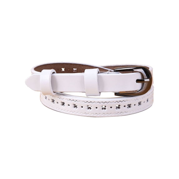 INSPIRE CHIC Women's Halloween Carved Multi-Hole Hollow Alloy Pin Buckle Belt White-stars Fit Waist:27- 40"