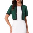 thumbnail image 1 of INSPIRE CHIC Women's Halloween Cropped Bolero Sequined Trim Short Sleeves Open Front Shrugs S Dark Green, 1 of 6
