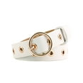 thumbnail image 1 of INSPIRE CHIC Women's Halloween Leather Belt for Jeans Dress Pants Studded Grommet with Circle Metal Buckle Up to 35 inches White, 1 of 8