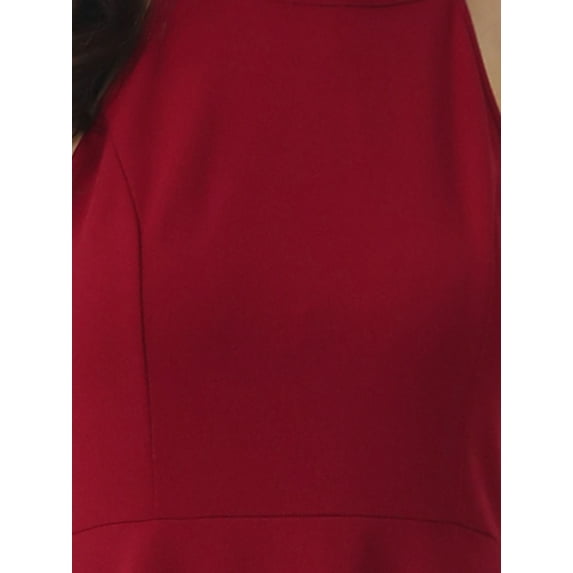 INSPIRE CHIC Women's Halter Neck Dresses Sleeveless Formal Cocktail Midi Dress L Wine Red