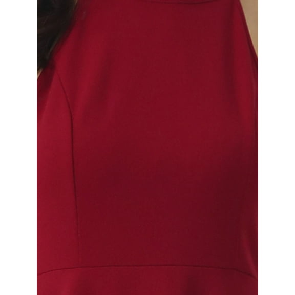 INSPIRE CHIC Women's Halter Neck Dresses Sleeveless Formal Cocktail Midi Dress XL Wine Red