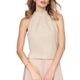 thumbnail image 1 of INSPIRE CHIC Women's Halter Neck Top Sleeveless 2026 Solid Color Summer Casual Blouse S Khaki, 1 of 5