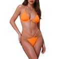 thumbnail image 1 of INSPIRE CHIC Women's Heart Rhinestones Chain Linked Bikini Sets, 2 Piece Halter Top Triangle Bottoms Swimwear Bathing Suits Large Orange, 1 of 5