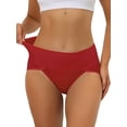 thumbnail image 1 of INSPIRE CHIC Mother's Day Women's Hi-Cut Brief Ribbed High Waist Tummy Control Underwear XL Red, 1 of 4