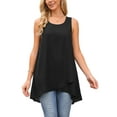 thumbnail image 1 of INSPIRE CHIC Women's High Low Top Casual Sleeveless Chiffon Blouse Crewneck Asymmetrical Loose Shirt Summer Tops S Black, 1 of 7