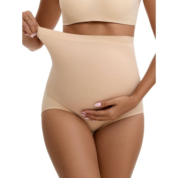 INSPIRE CHIC Women's High Waist Maternity Briefs Butt Lifter Seamless Comfortable Pregnancy Ladies Panties L Beige