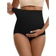 thumbnail image 1 of INSPIRE CHIC Women's High Waist Maternity Briefs Butt Lifter Seamless Comfortable Pregnancy Ladies Panties M Black, 1 of 4