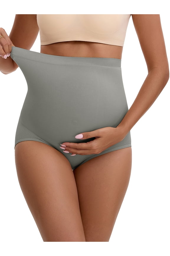 Women's High Waist Maternity Briefs Butt Lifter Seamless Comfortable Pregnancy Ladies Panties S Gray