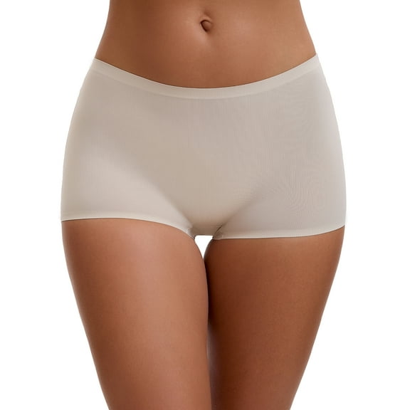 INSPIRE CHIC Women's High Waist Seamless Boyshorts Elastic Waistband Ice Silk Breathable Comfy Shorts L Beige