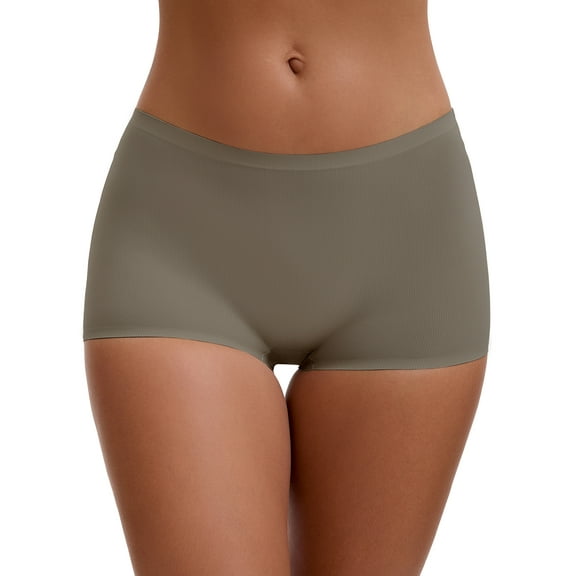 INSPIRE CHIC Women's High Waist Seamless Boyshorts Elastic Waistband Ice Silk Breathable Comfy Shorts M Brown