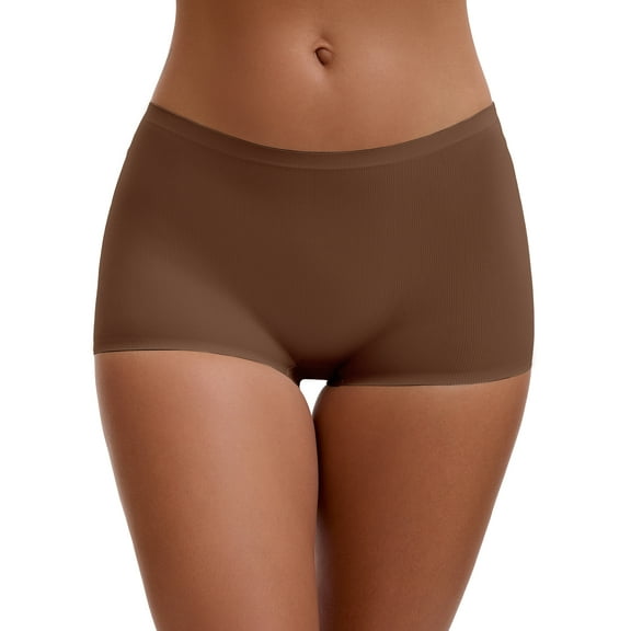 INSPIRE CHIC Women's High Waist Seamless Boyshorts Elastic Waistband Ice Silk Breathable Comfy Shorts M Dark Brown