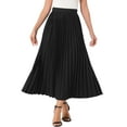 thumbnail image 1 of INSPIRE CHIC Women's High Waisted Side Zipper Work Casual Vacation Flowy Long Pleated Maxi Skirts S Black, 1 of 6