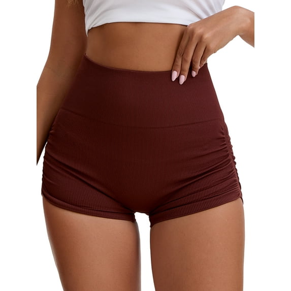 INSPIRE CHIC Women's High Waist Slimming Waist Butt Lifter Control Panties Workout Sport Running Short M Brown