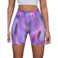 thumbnail image 1 of INSPIRE CHIC Women's High Waist Tie Dye Biker Shorts Tummy Control Workout Running Thigh Slimmer L Purple Pink, 1 of 5