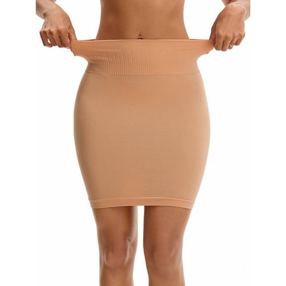 INSPIRE CHIC Women's High Waist Tummy Control Half Slips Slimming Fit Shaping Under Dress S Dark Beige