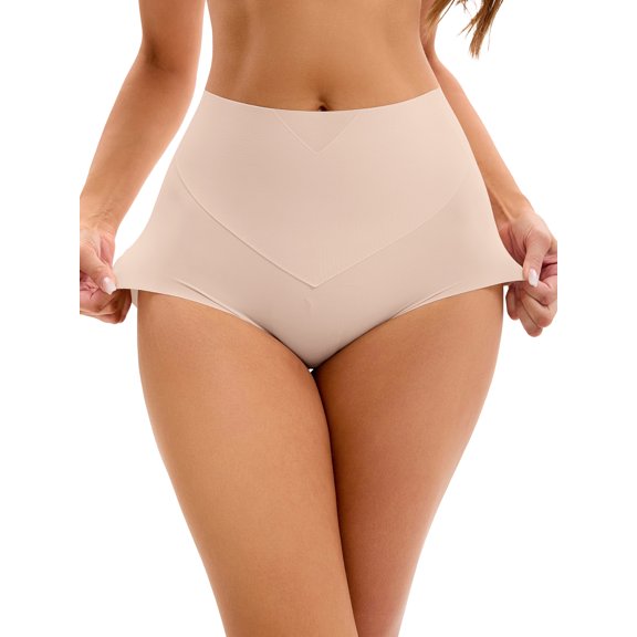 INSPIRE CHIC Women's High Waist Tummy Control Underwear Briefs Flatten Stomach Shaping Panties M Pink